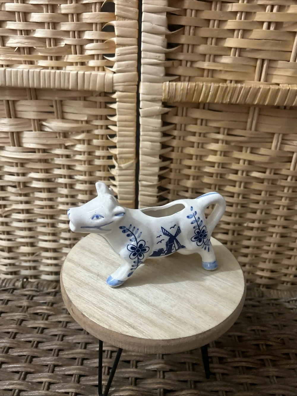 VTG Delft Style Blue & White Cow Creamer Pitcher